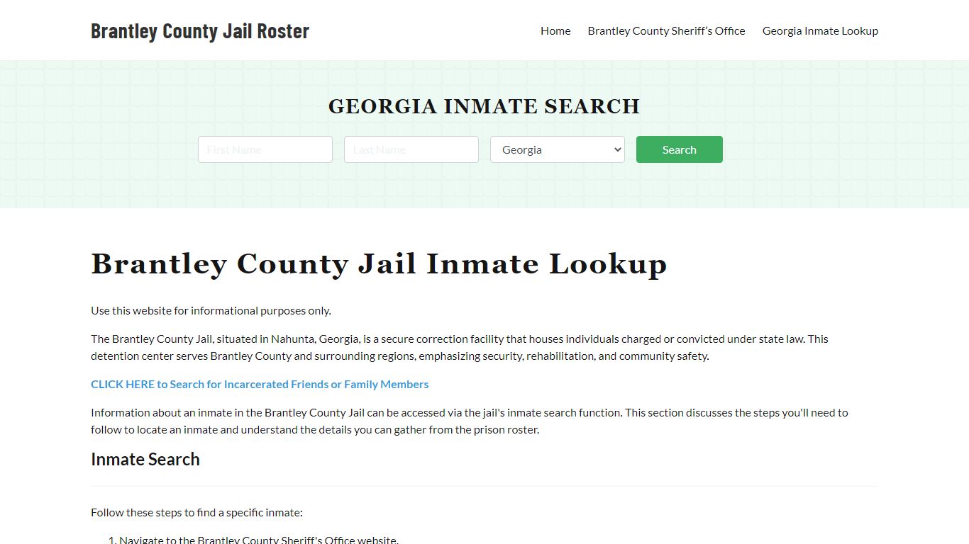 Brantley County Jail Roster Lookup, GA, Inmate Search