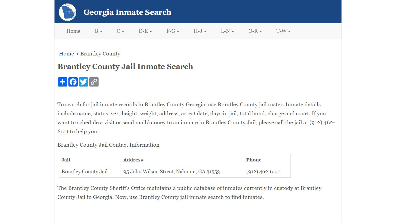 Brantley County Jail Inmate Search