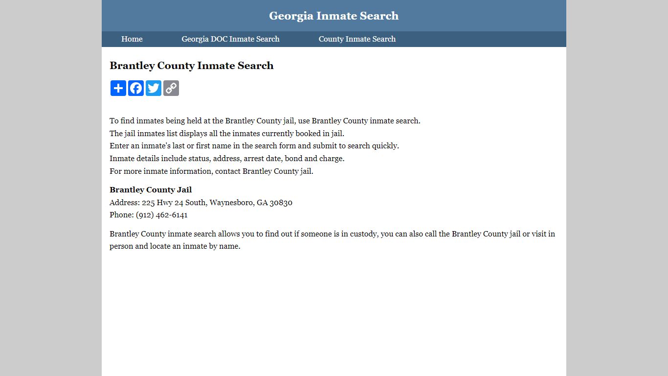 Brantley County Inmate Search